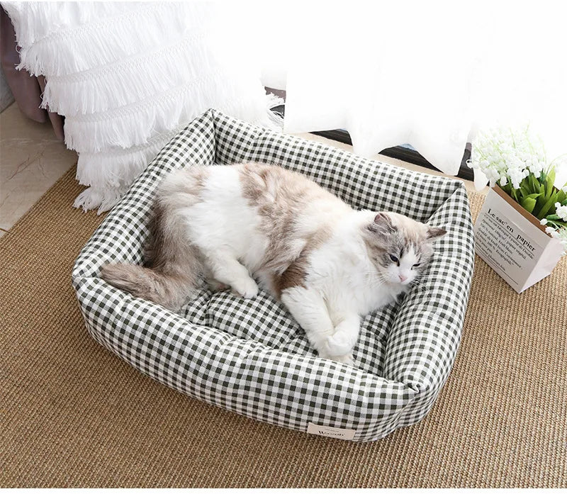 Cat Bed Pet Pad Grid Simple Design for Small Medium Dogs Sleeping Beds Cats Durable Mat Removable Mat Pet Supplies