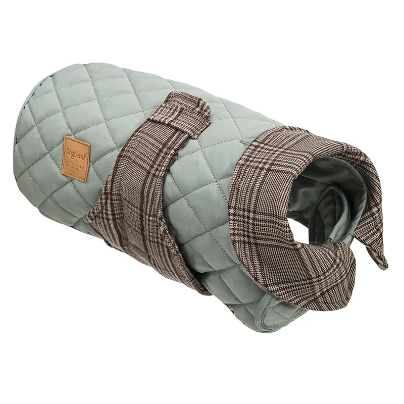 Autumn Winter Luxury Dog Clothes Warm Vintage Plaid Dog Coat Windproof Quilted Puppy Jacket for Small Large Dogs Pet Windbreaker