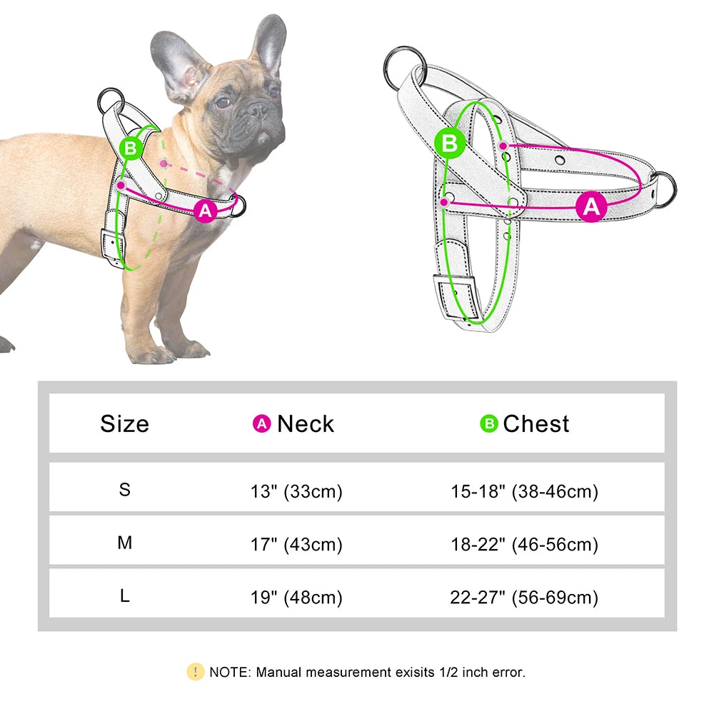 Leather Dog Harness No Pull Dogs Harnesses Vest Soft Pet Walking Training Vests Strong For Small Medium Large Dogs Pug Pitbull