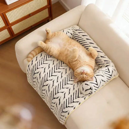 Pet Sofa Bed Mat with Side Bolsters Dog Cat Bed Soft Fluffy Anti-slip Couch Protector Sleeping Cushion for Small Medium Dogs Cat