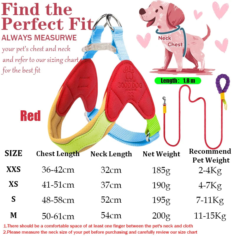 Waggle Galaxy – Colorblock Dog Harness & Leash Set