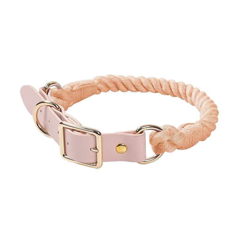 Wholesale Handmade Woven Colorful Pet Dog Leash Set Leather Dog Collar Supplies Cross-Border