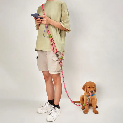 Dual/Double Dog Leash with Elastic Rope, Anti-Burst and Anti-Break, Pet Supplies, Suitable for Running with Your Dog, Features Dual Hook Design and Dual-Purpose Training Leash, Suitable for Small, Medium, and Large Dogs