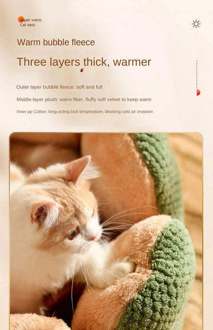 Petal Shaped Pet Bed, Plush Round Dog & Cat Cushion Mat with Knitted Texture, Ultra Soft Warm Nest for Kittens Puppies in Winter