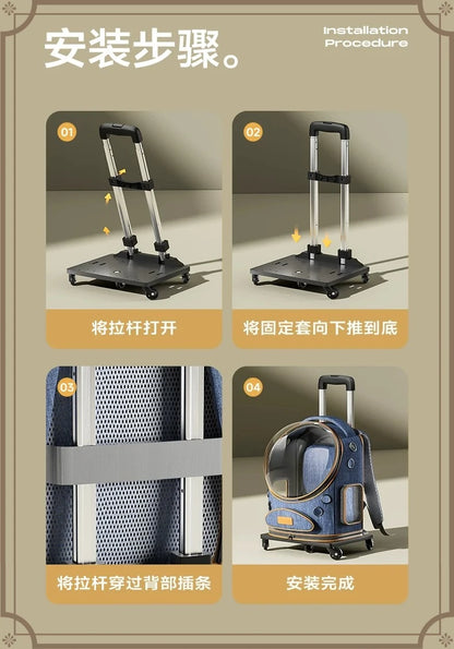 Pet trolley case cat bag going out portable dog going out box large capacity double shoulder pet space capsule cat backpack