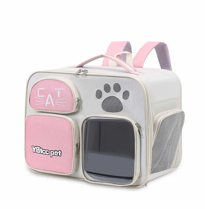 Cat bag, double shoulder, universal in all seasons, anti-stress portable breathable pet bag, portable when going out in summer