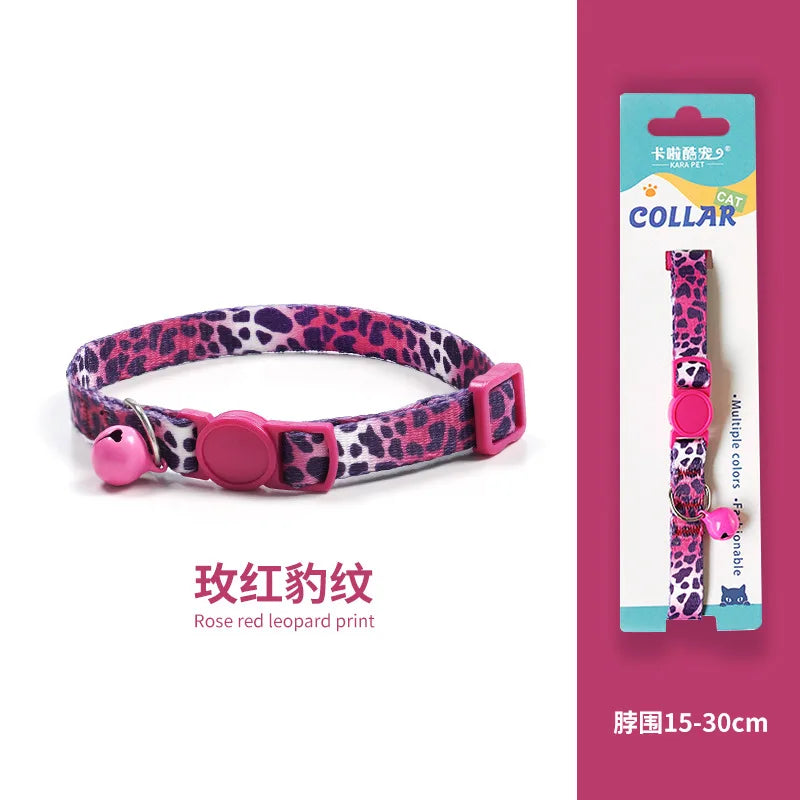 Cat Collar, Kitten Woven Necklace, Neck Collar with Bell, Anti-Choking, Adjustable, Comfortable, Safety Buckle, Pet Accessory