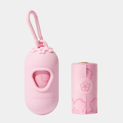 Flower Capsule Dog Poop Bag Dispenser Set Scented Portable Outdoor Walking Pet Waste Bag Holder For Dog Cat Litter Garbage Clean