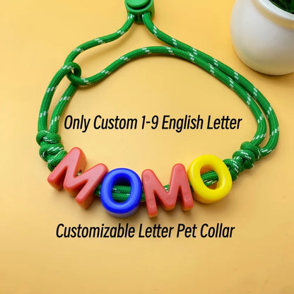 Custom Acrylic Letter Pet Collar with Rainbow Name Beads, Adjustable Woven Rope Collar for Cats Dogs
