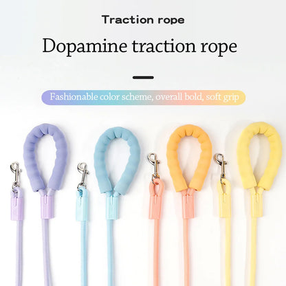 Universal Dopamine Dog Leashes with Cotton Handle Durable Dog Traction Rope Anti-Lost Nylon Pet Training Rope Outdoor
