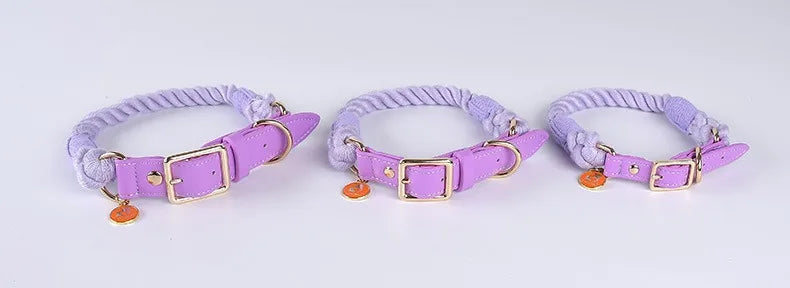 Loudik Woven Cotton Rope Pet Dog Traction Rope Collar Set Dog Rope Medium and Large Dog Pet Supplies Outgoing Puppy Accessories