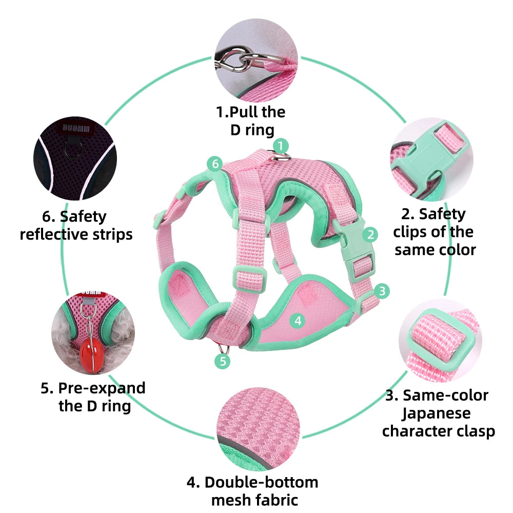 Purrfect Escape – Reflective Mesh Pet Harness & Leash Set