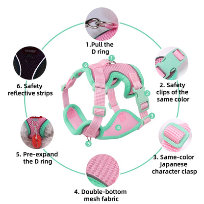 Purrfect Escape – Reflective Mesh Pet Harness & Leash Set