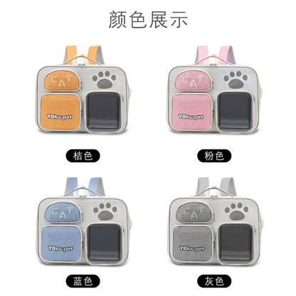 Cat bag, double shoulder, universal in all seasons, anti-stress portable breathable pet bag, portable when going out in summer