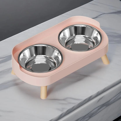 HOMEFISH Dopamine Multicoloured Tall Pet Feeder with Two Stainless Steel Bowls and Neck Support