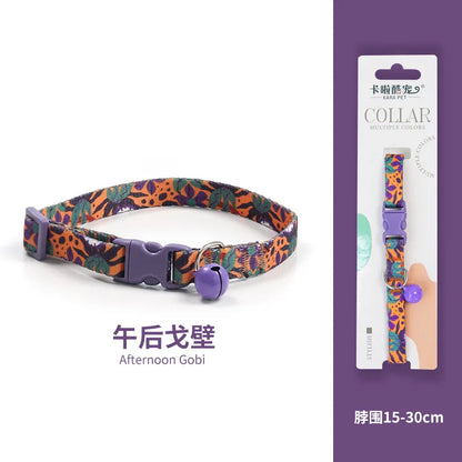 Cat Collar, Kitten Woven Necklace, Neck Collar with Bell, Anti-Choking, Adjustable, Comfortable, Safety Buckle, Pet Accessory