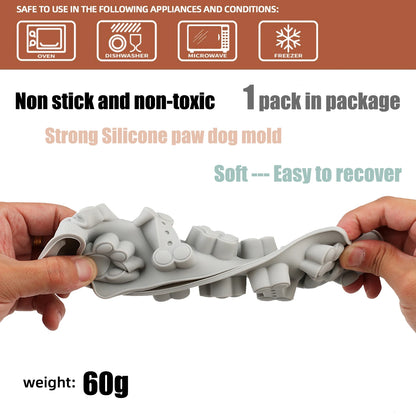 1Pcs Silicone Mold for Dog Biscuits Pink/Blue/Gray Dog Bone Paw Cookie Mold for Dog Treats Ice Cubes Chocolate And Cake Candy