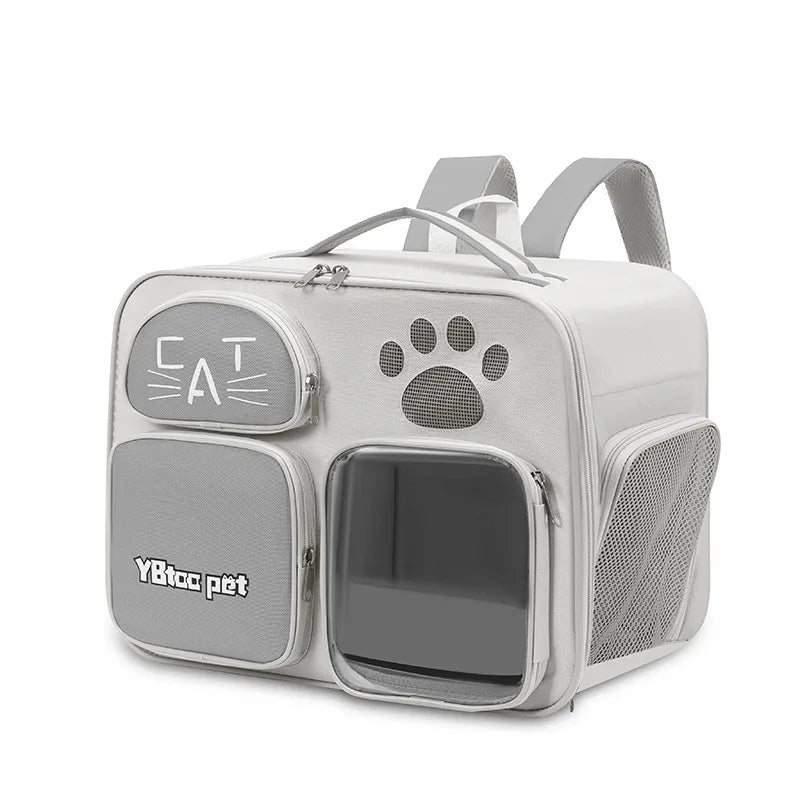 Cat bag, double shoulder, universal in all seasons, anti-stress portable breathable pet bag, portable when going out in summer