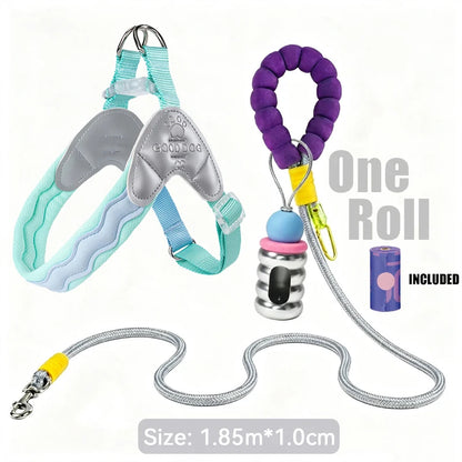 Waggle Galaxy – Colorblock Dog Harness & Leash Set