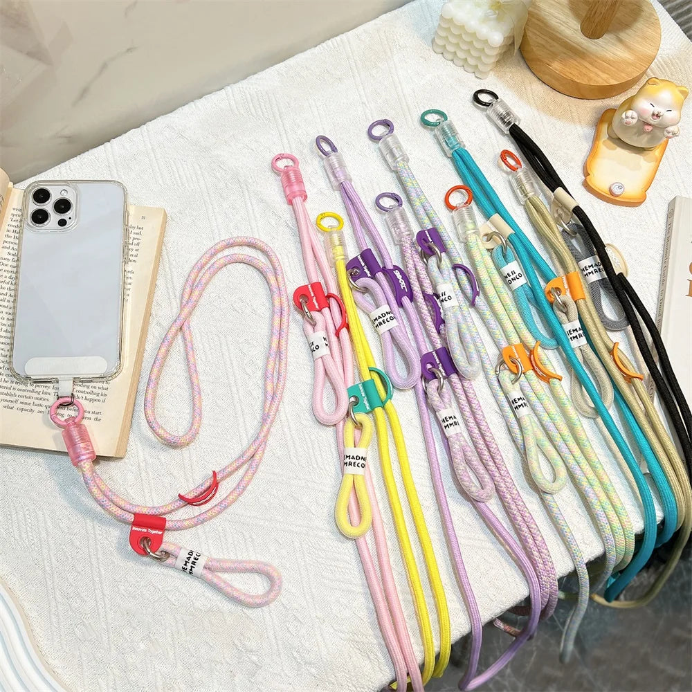 Colorful Braided Phone Crossbody Lanyard Universal Anti-lost Phone Strap with Tether Tab for All Smartphones Retro Fresh Style