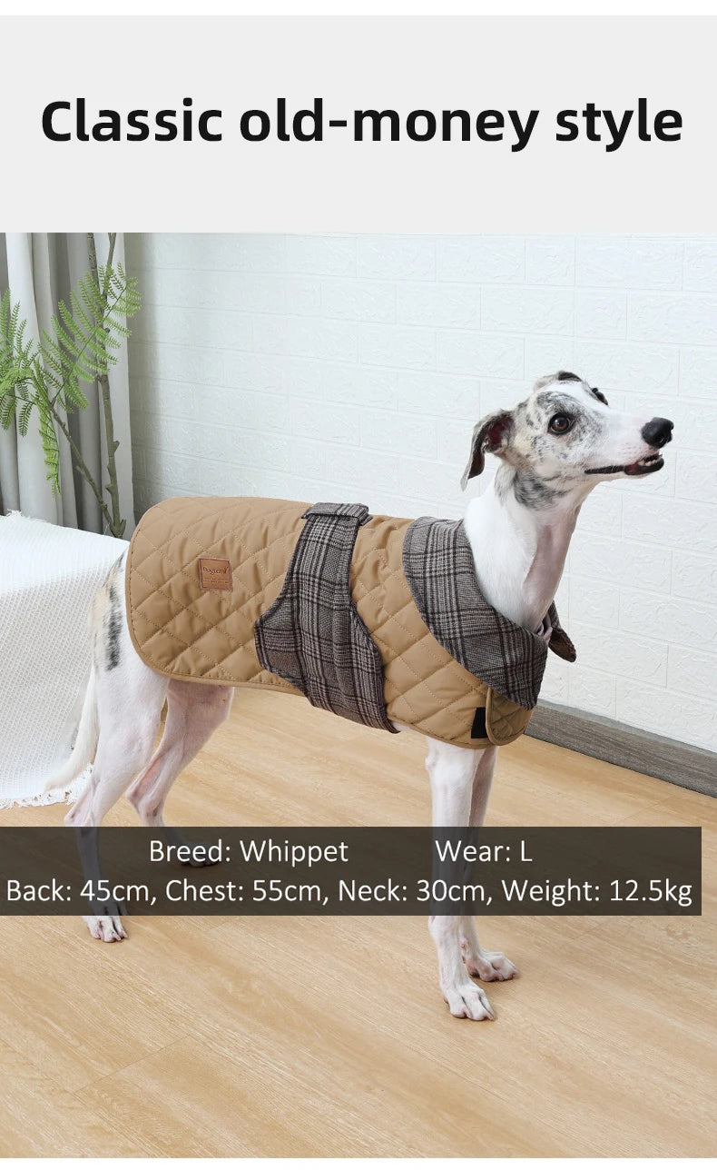 Autumn Winter Luxury Dog Clothes Warm Vintage Plaid Dog Coat Windproof Quilted Puppy Jacket for Small Large Dogs Pet Windbreaker