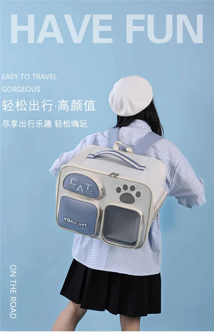 Cat bag out portable breathable lightweight large capacity pet supplies anti-stress space capsule double shoulder cat bag