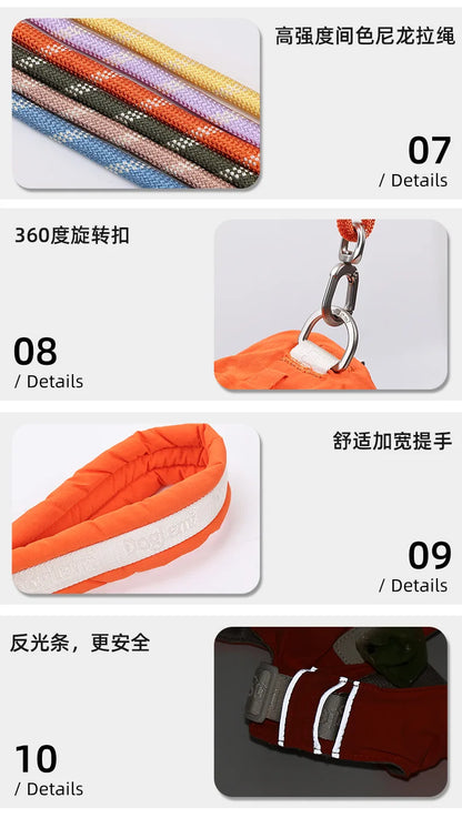 Dog leash, anti-shock dog chain, outdoor dog walking leash, detachable pet harness