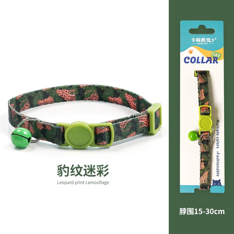 Cat Collar, Kitten Woven Necklace, Neck Collar with Bell, Anti-Choking, Adjustable, Comfortable, Safety Buckle, Pet Accessory
