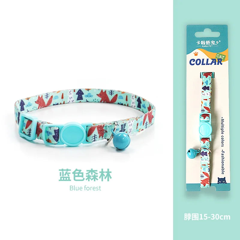 Cat Collar, Kitten Woven Necklace, Neck Collar with Bell, Anti-Choking, Adjustable, Comfortable, Safety Buckle, Pet Accessory