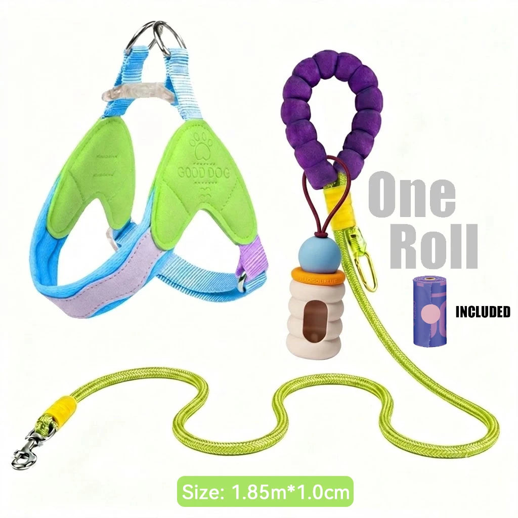 Waggle Galaxy – Colorblock Dog Harness & Leash Set