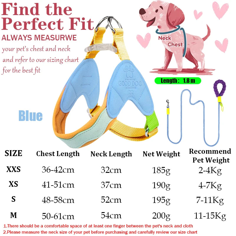 Waggle Galaxy – Colorblock Dog Harness & Leash Set