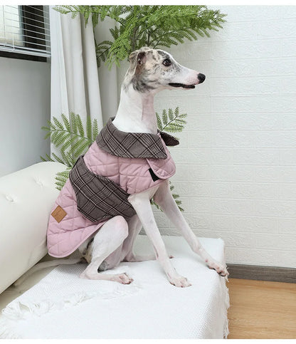 Autumn Winter Luxury Dog Clothes Warm Vintage Plaid Dog Coat Windproof Quilted Puppy Jacket for Small Large Dogs Pet Windbreaker