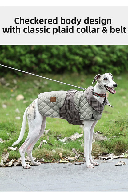 Autumn Winter Luxury Dog Clothes Warm Vintage Plaid Dog Coat Windproof Quilted Puppy Jacket for Small Large Dogs Pet Windbreaker