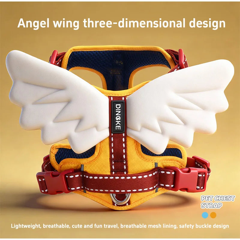 Wing & Wag Angel Wings Dog Harness - A breathable adjustable dog harness finished with playful 3D angel wings.