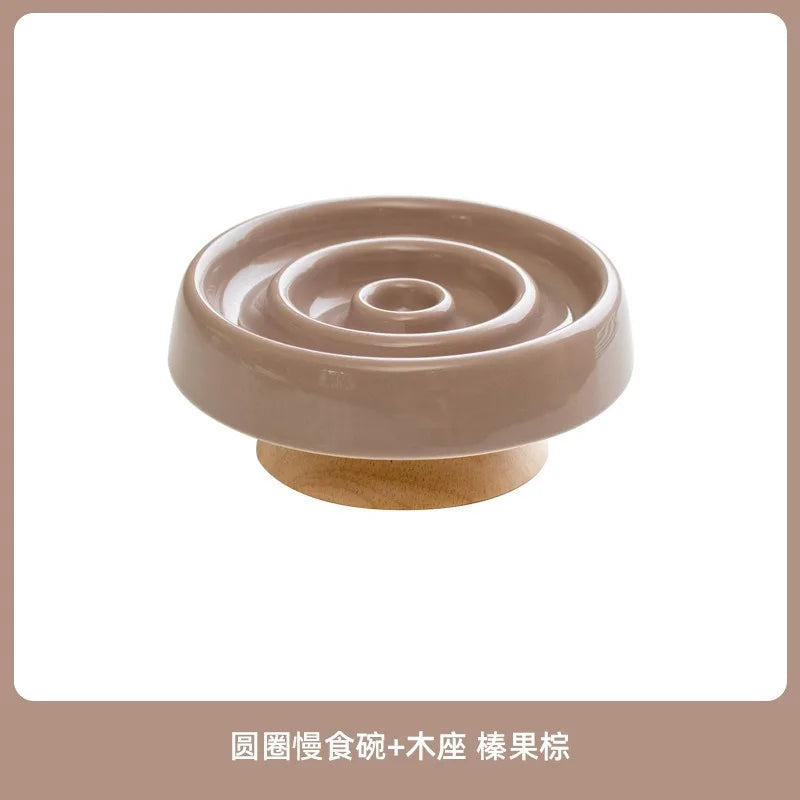 New Ceramic Cat Slow Food Bowl Anti‑choking Feeding Dish Small Dog Food Bowl Non‑slip Pet Supply Accessories For Puppy Kitten