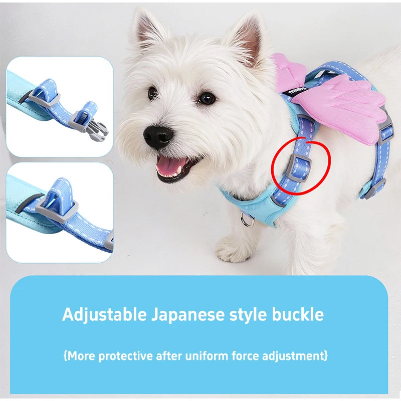 Wing & Wag Angel Wings Dog Harness - A breathable adjustable dog harness finished with playful 3D angel wings.