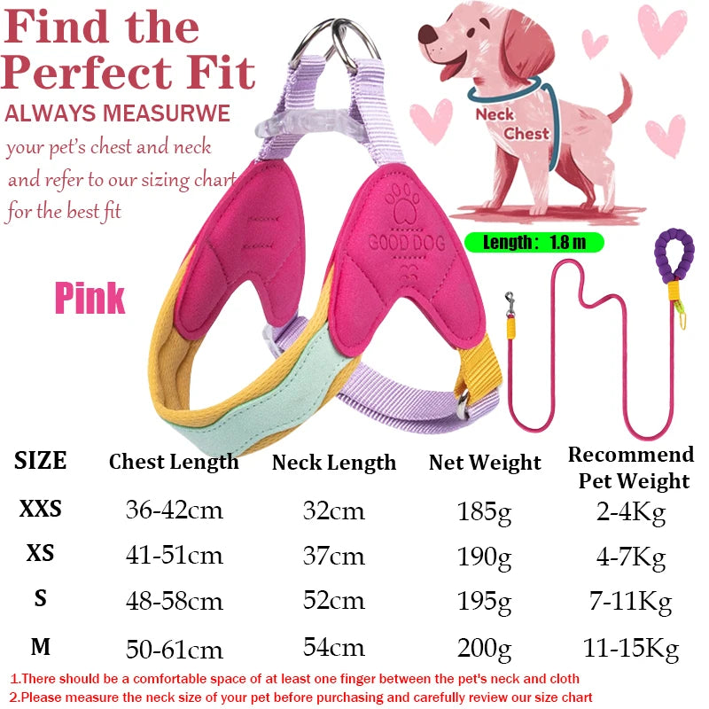 Waggle Galaxy – Colorblock Dog Harness & Leash Set