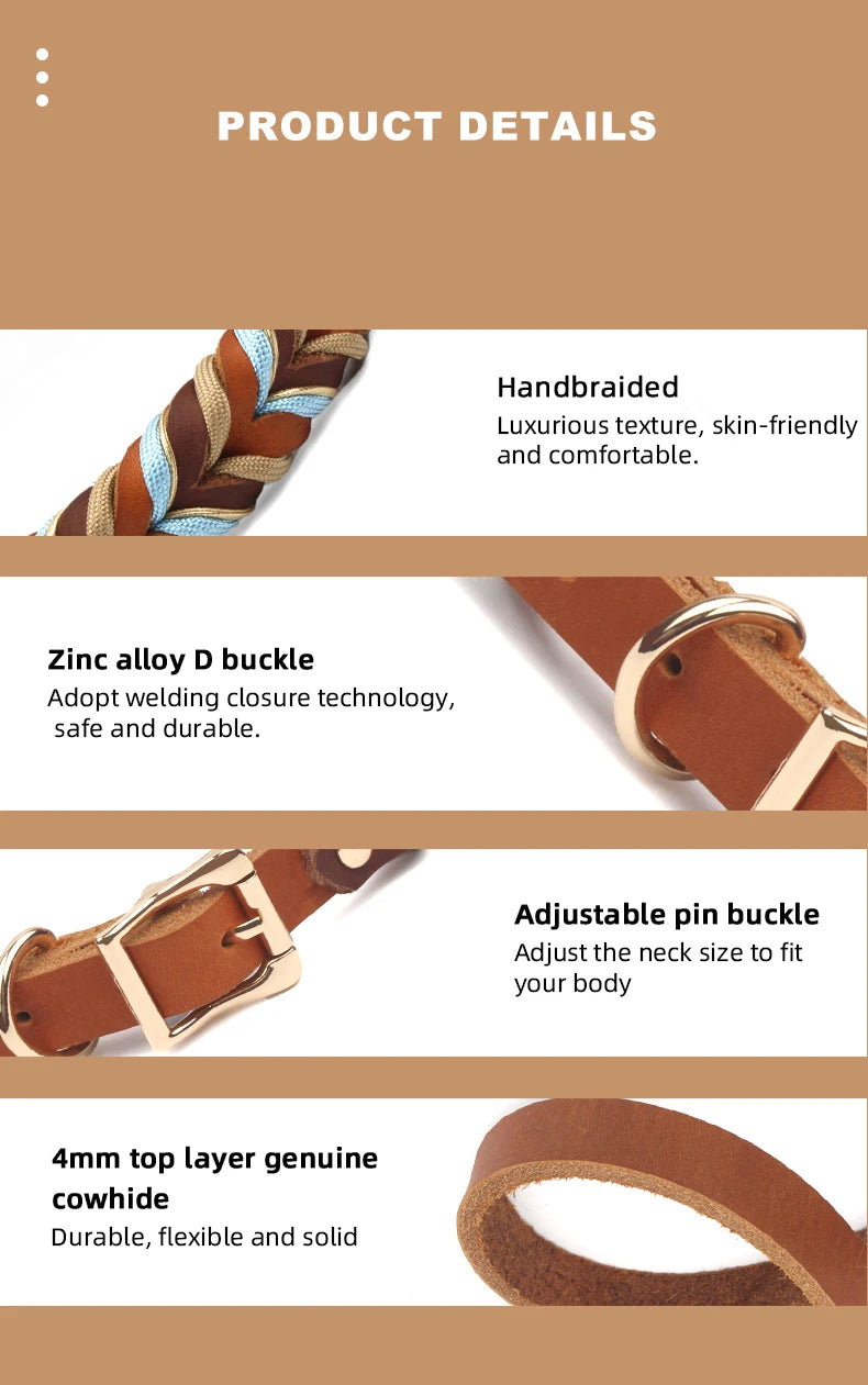 New Style Leather Leashes And Collars For You Dog Soft Nylon Braided Pet Shepherd Collar Medium Large Dogs Strong Pulling Set