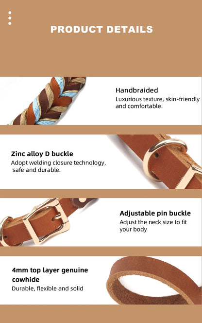 New Style Leather Leashes And Collars For You Dog Soft Nylon Braided Pet Shepherd Collar Medium Large Dogs Strong Pulling Set