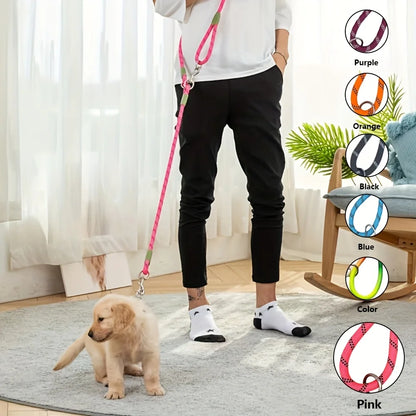 Dual/Double Dog Leash with Elastic Rope, Anti-Burst and Anti-Break, Pet Supplies, Suitable for Running with Your Dog, Features Dual Hook Design and Dual-Purpose Training Leash, Suitable for Small, Medium, and Large Dogs