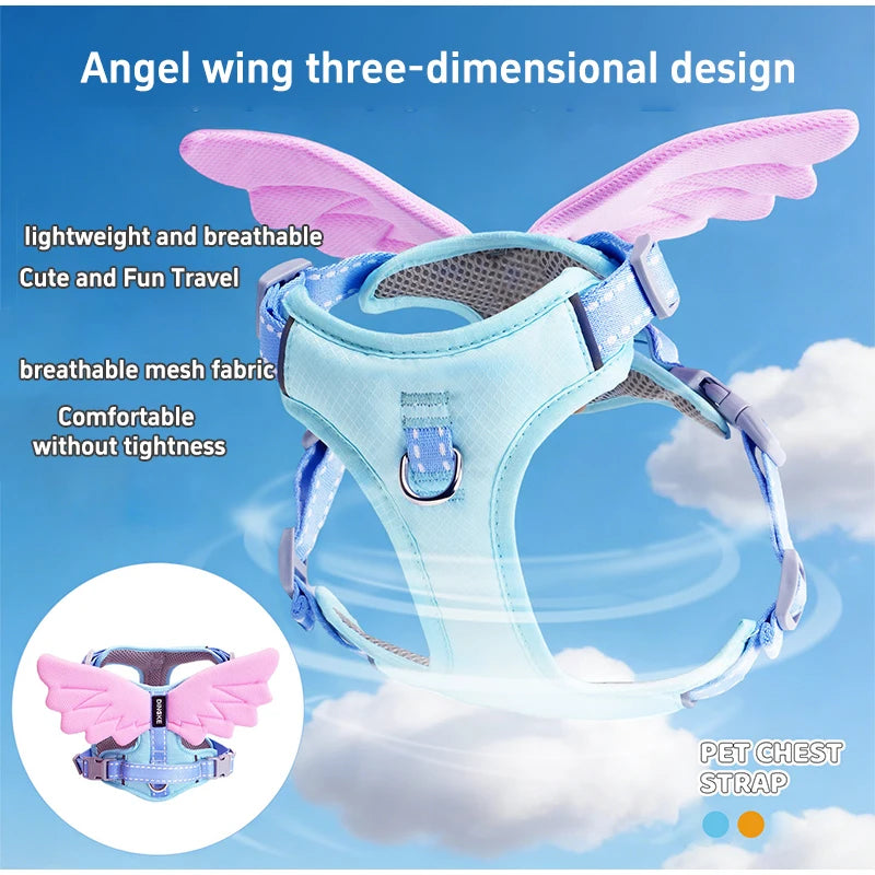 Wing & Wag Angel Wings Dog Harness - A breathable adjustable dog harness finished with playful 3D angel wings.