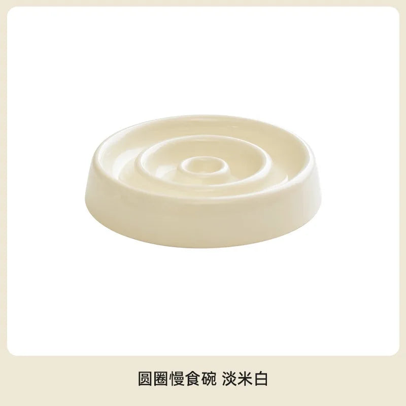 New Ceramic Cat Slow Food Bowl Anti‑choking Feeding Dish Small Dog Food Bowl Non‑slip Pet Supply Accessories For Puppy Kitten