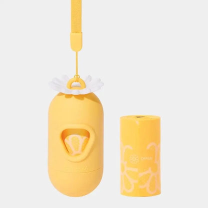 Flower Capsule Dog Poop Bag Dispenser Set Scented Portable Outdoor Walking Pet Waste Bag Holder For Dog Cat Litter Garbage Clean