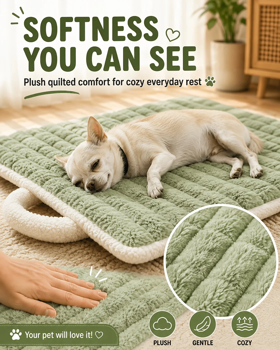 Pet Sleeping Mat Dog Bed Cat Litter Puppy Bed with Carry Handle Dog Sofa Lovely Mattress Cushion for Small Large Dog Blanket