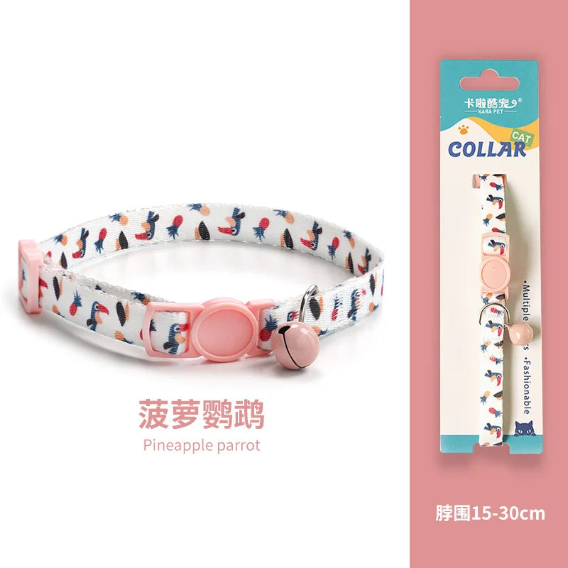 Cat Collar, Kitten Woven Necklace, Neck Collar with Bell, Anti-Choking, Adjustable, Comfortable, Safety Buckle, Pet Accessory
