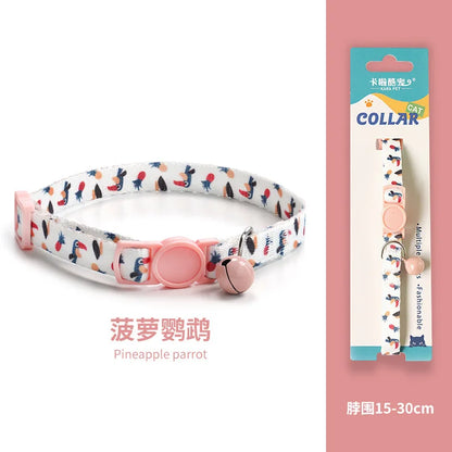 Cat Collar, Kitten Woven Necklace, Neck Collar with Bell, Anti-Choking, Adjustable, Comfortable, Safety Buckle, Pet Accessory