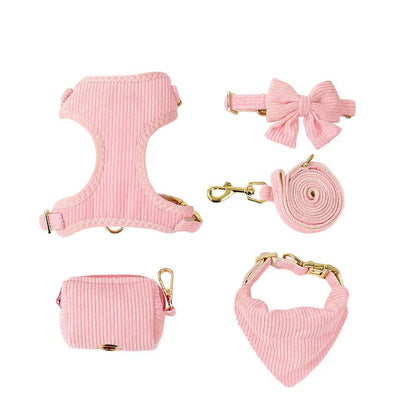 Dog Leash Chest Harness Collar Corduroy Pet Set New Small Pet Dog Harness Set  dog accessories for small dogs