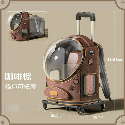 Pet trolley case cat bag going out portable dog going out box large capacity double shoulder pet space capsule cat backpack