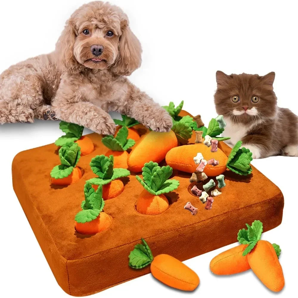 Carrot Snuffle Mat for Dogs Cats Puzzle Toy with Carrots for Small Medium Large Interactive Pet Stress Relief Dogs Chew Toys
