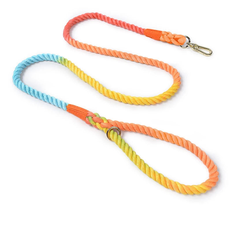 Hand-woven Cotton Rainbow Dog Leash, Medium and Large Dog Walking Leash Is Wear-resistant ,  for Outdoor Walking or Dog Training